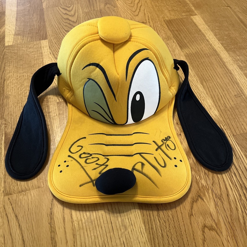 Disney Parks Pluto Hat Nose & Floppy Ears Baseball Bill Cap 3D Nose Signed Adult